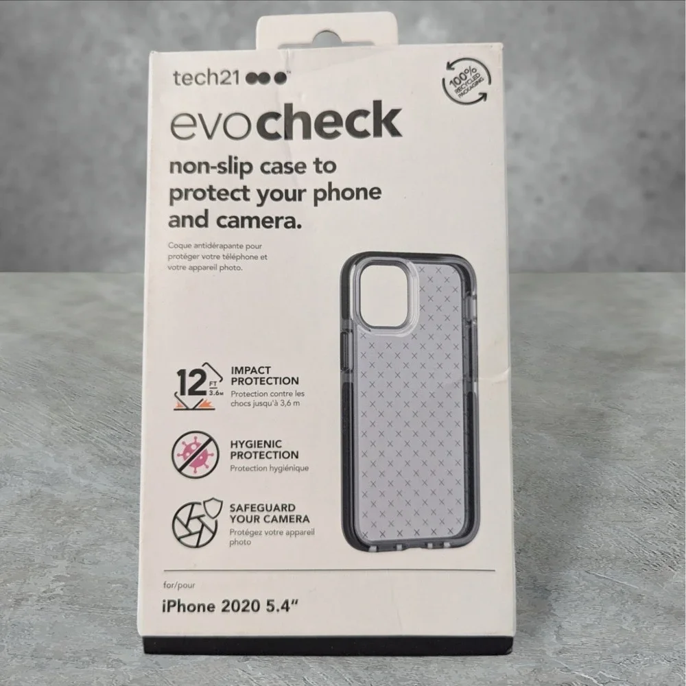 A4. Tech21 Evo Check Case for Apple iPhone 2020 5.4 (12 Mini) Gray See Descript